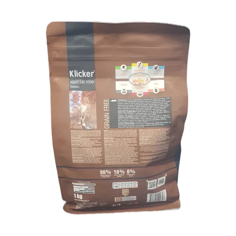 Klicker Yetişkin Kedi Maması Somonlu Tahılsız 1 kg - küçük görsel 3