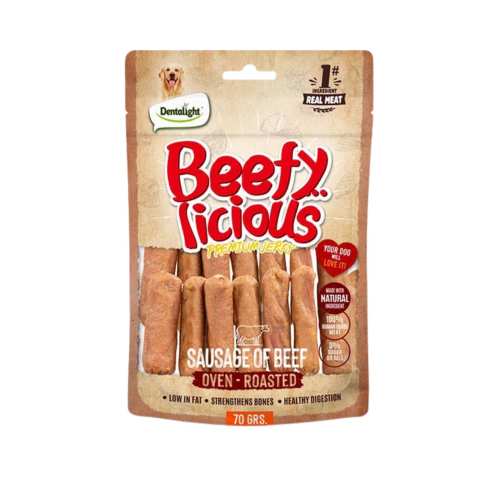 Dentalight Beefy Licious Kurutulmuş Sığırlı Sosis Köpek Ödül Maması 70gr