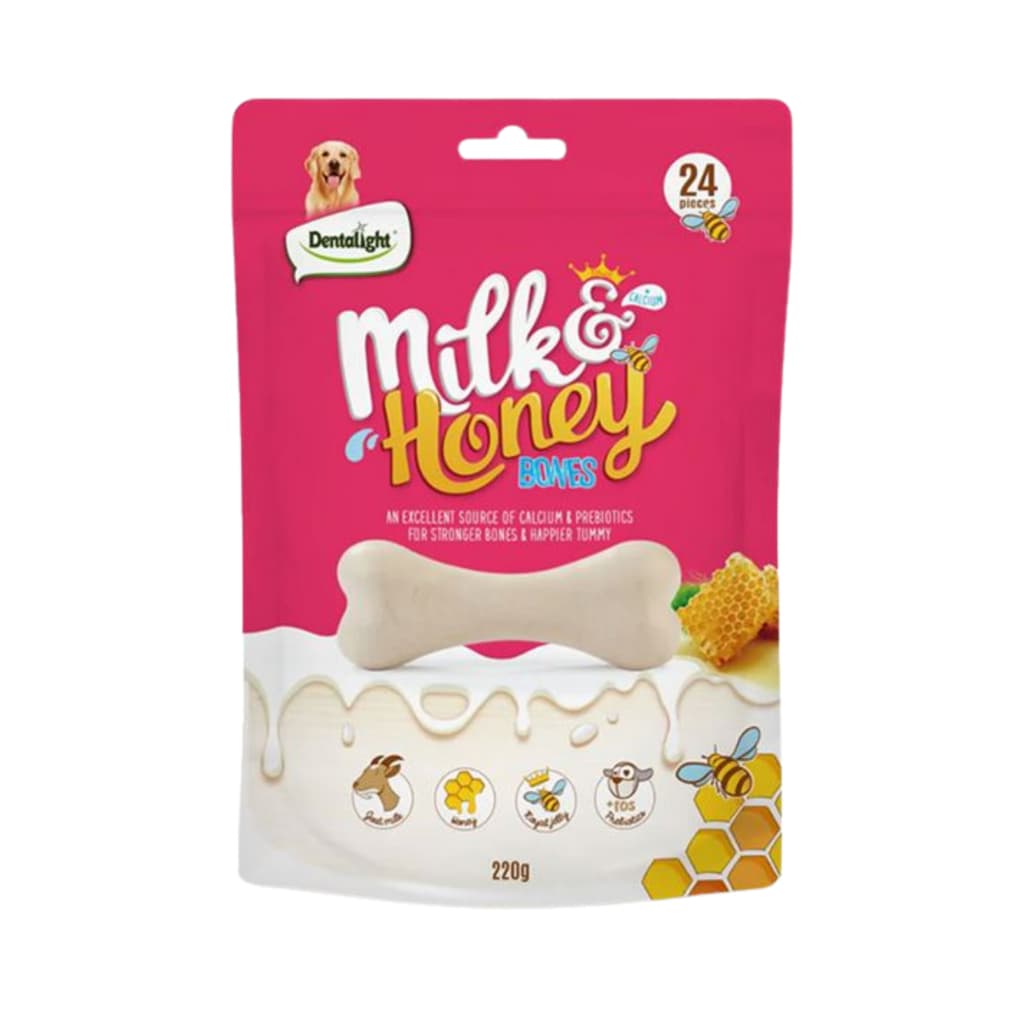 Dentalight Milk Honey Sticks Sütlü ve Ballı Kemik Köpek Ödül Maması 240gr