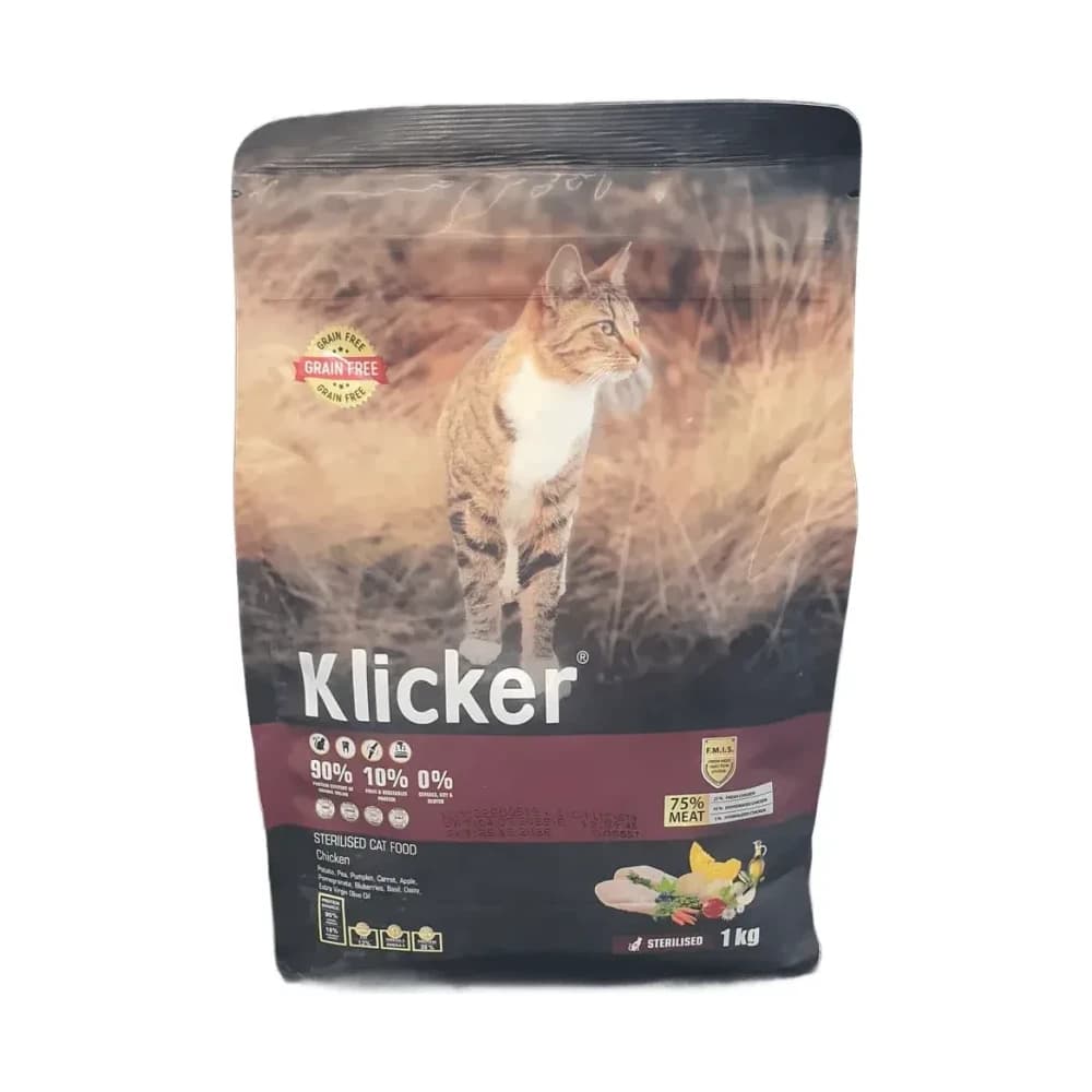 Klicker Kısırlaştırılmış Kedi Maması Tavuklu Tahılsız 1 kg