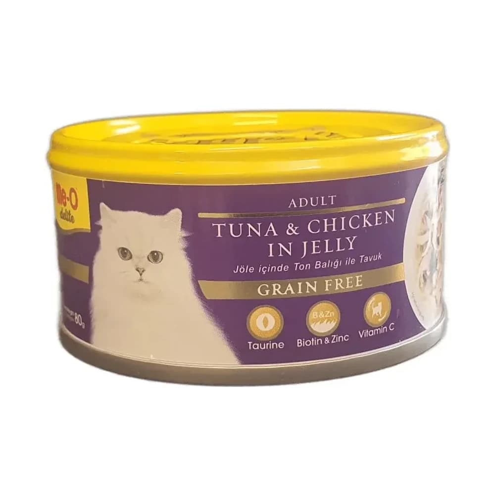 Me-O Delite Jöle İçinde Ton Balığı ve Tavuk Yetişkin Kedi Konservesi 80 g